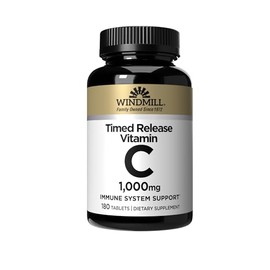 Windmill Natural Vitamins Vitamin C 1,000mg Time Released, with Rose HIPS and Bioflavonoids, Packed with Antioxidants, Supports Immune System, 180 Servings, 180 Count