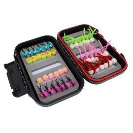 Wild Water Fly Fishing 42 Steelhead/Egg Flies Assortment with Small Fly Box for Steelhead, Salmon, Brown Trout, Rainbow Trout, Trout