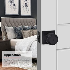 Haidms 5 Pack Black Door Knobs Interior, Privacy Door Knob for Bedroom Bathroom, Matte Black Modern keyless Doorknobs with Square