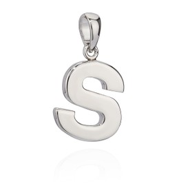 NKlaus Pendant Letter A-Z Silver 925 Tarnish-Resistant Shiny Alphabet, Silver