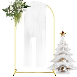 GILPWA Wedding Arch Backdrop Stand, 7.2FT Balloon Backdrop Stand Arch Frame, Metal Arch Backdrop Stand for Birthday Party Baby Shower Ceremony Decoration, Gold