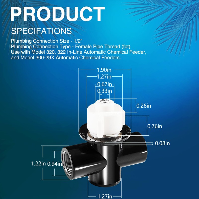 sixcow R172086 Control Valve, 1/2-Inch FPT Chlorine Valve Compatible with