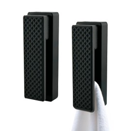 Voxelv Premium Marble Gravity Hand Towel Holder - Textured Wall Mounted Tea Towel Rack Hanger for Bathroom, Kitchen & RV - Modern Space-Saving Décor (Pack of 2, Black)