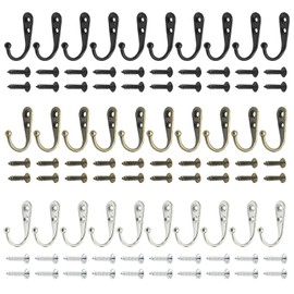 Zreneyfex 30 Pack Hangers with 60 Screws, Coat Hooks for Hanging Wall Mounted, Hat Hangers for Cloth Coat Bag Manteau as Coat Closet