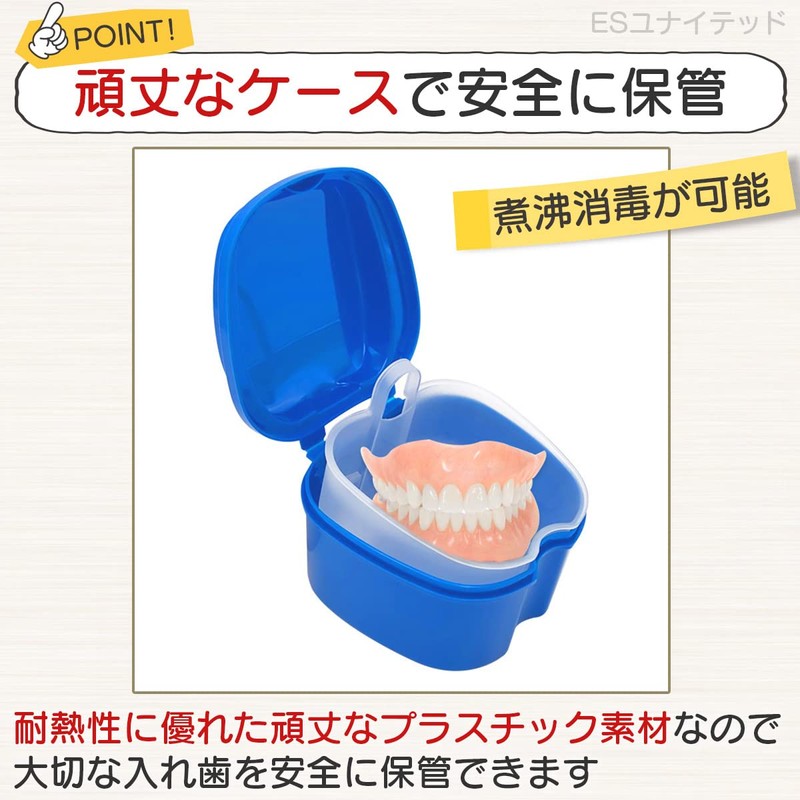 Denture Strainer with Basket Mouthpiece Retainer Case (Blue)