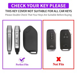 QBUC for 2PCS Kia Key Fob Cover with Keychain Soft Silicone Protection Compatible with 2023-2026 Kia Telluride 5 Buttons (Black Red+Black Red)