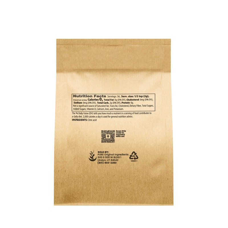 Pure Original Ingredients Citric Acid (4 oz) Natural, Food Safe