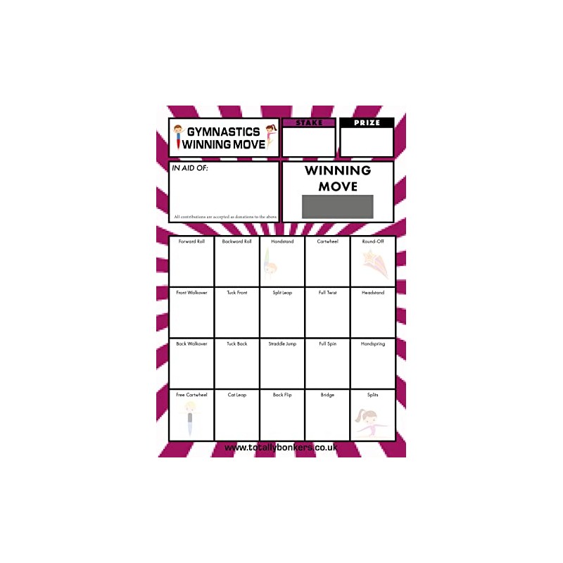 Totally Bonkers - Gymnastics Fundraising Scratch Cards - 20 Square