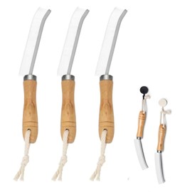 3-piece grout brush set with wooden handle, crevice cleaner with hanging loop, cleaning brush for joints and corners