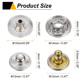 HARFINGTON 30 Sets Press-Stud Cap Buttons 15mm Metal Snap Fastener Alloy Sew-on Snap Buttons for Coats Bags Leathers Marine Boat Canvas, Matte Sand