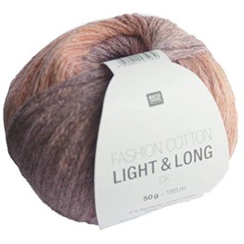 Rico Fashion Cotton Light & Long dk Colour 04 Purple Dusky Pink, Cotton Yarn with Long, Subtle Degradé Colour Gradient for Knitting and Crocheting