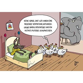 Inkognito Postcard | Occasion: "Easter", motif: Easter bunny and elephant "representation", artist: Birgit Dodenhoff, item no.: 18218, by Berliner Verlag