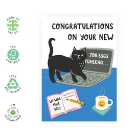 Central 23 Good Luck In Your New Job Card - Leaving Cards For Colleagues - Funny New Job Card - Cat Card - Comes With Fun Stickers - Made In The UK