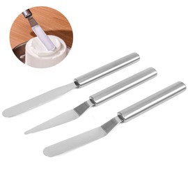 Paquete de 3 espátulas de glaseado para decoración de pasteles, acero inoxidable, espátulas de glaseado y decoración, ligeras y flexibles, espátulas de esmerilado en ángulo para decoración de pasteles, hornear