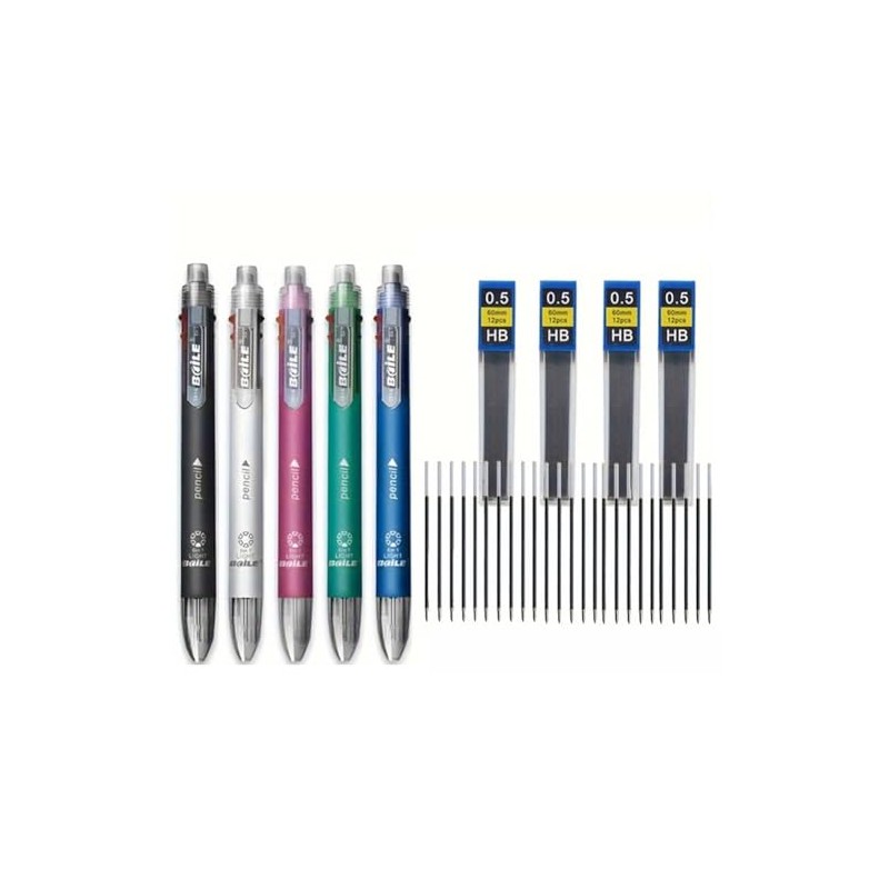 MROOFUL 34Pcs/Set 6 Colors Pen Creative Multicolor Ballpoint Pen With