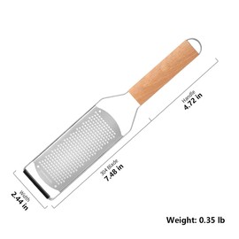 Kitchen Cheese Grater Lemon Zester Flat Handheld Grater Ergonomic Natural Wood Handle