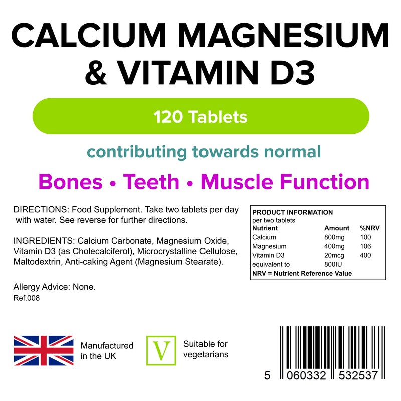 Lindens - Calcium Magnesium & Vitamin D - 120 Tablets