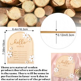 Wooden Hello World for Baby Showers - Newborn Birth Announcement Board,Daisy Wooden Baby Milestone Card,Welcome Baby Shower Gifts,Hello World Hospital Nursery Information Record Board (Hello World)