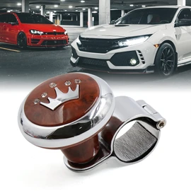 uxcell Brown Crown Pattern Design Steering Wheel Knob Power Handle for Auto Car