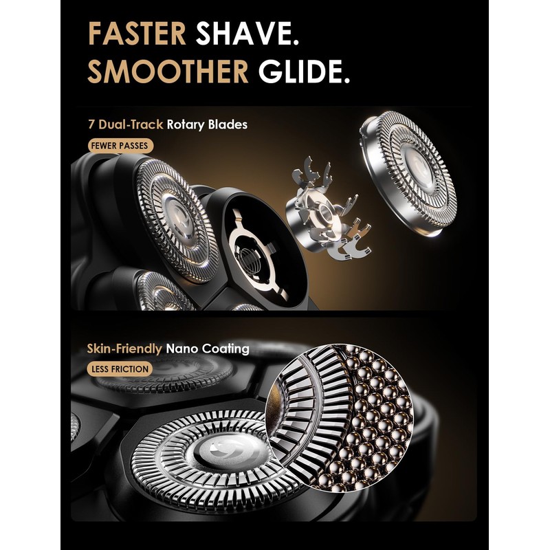 7D Pro Head Shavers for Bald Men, Electric Rotary Razor,