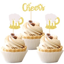 24 piezas de tazas de cerveza con purpurina dorada para cupcakes, cervezas, etc