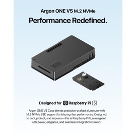 Argon ONE V5 M.2 Case | Raspberry Pi 5 Aluminum Case with M.2 Single NVME PCIE Slot | Passive and Active Cooling | Dual Full HDMI Port | Key-M M.2 2230/2242/2260/2280 NVME Support