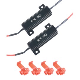 SCUARI 2PCS Resistor,Car Accessories LED Resistor Turn Signal,50W 6ohm Load Resistors LED Turn Signal,Aluminum Case Resistor,For Fix LED Bulb Fast Hyper Flash Turn Signal Blink Error Code (Black)