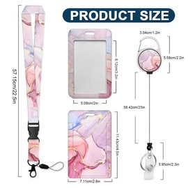 HAZMA 2 Stück Modische Sliding Ausweishülle Marmoriert Kunststoffkoffer Mit Abnehmbare Lanyard Strap,Ausweishü