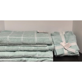 Comfort Bay 14pc Comfort Bay 27”x 52” 4 Bath Towels Cotton  Mint Green & White 10 Washcloths