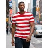 Funny World Red and White Striped Shirt Men Cotton Crew