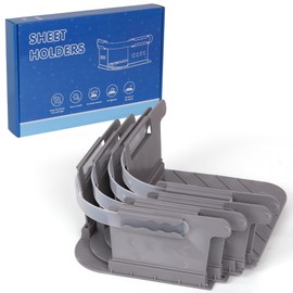 Meplait 4 Pack Bed Sheet Holder with Lock Strips, Lock Sheet Holders Bed Sheet Holders for Corners Fitted Bed Sheet Holders (Grey)