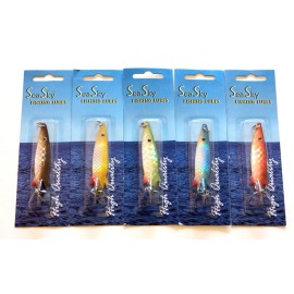 Seasky 5 NEW Assorted Spoon Metal Fishing Lure Bait Lot 3"