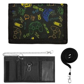 SYSYSYYASNL Children's Boys Neck Pouch with Chain Clip Zip Foldable Triple, Purse Children with Lanyard for Teenagers Boys, F, American