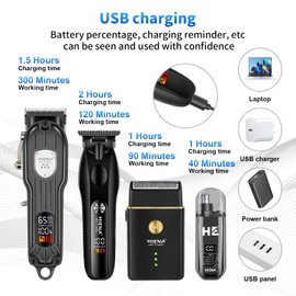 HIENA PRO Professional Hair Clipper Set, Electric Foil Shavers and Beard Trimmers, Ear, Rechargeable Cordless Barber Kit and Hair Cutting Set, Nose Hair Trimmer Set & Facial Grooming Tool