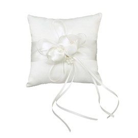 Lovely Bud Wedding Pocket Ring Pillow Cushion Bearer 15 x 15cm, Beige, Square, (r32r2)