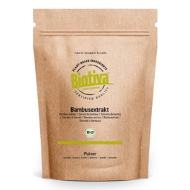 DE-ÖKO-005 Bamboo Extract Powder Organic 100 g - 100% Natural & Vegan - with 75% Silica - Pure Plant Powder from Controlled Organic Cultivation Biotiva