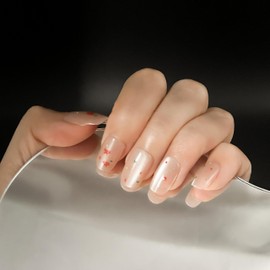 INCHIC Miss Polka, Short Squoval, Blush Pink with Colorful Dots, 30 Pcs Press on Nail