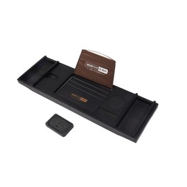 WORTHYEAH Bathtub Caddy Tray, Bamboo Adjustable Organizer Tray for Bathroom with Free Soap, Large Bathtub Table Holds Book, Wine, Snack, Phone, Wooden Tub Rack for Luxury Spa (Black)