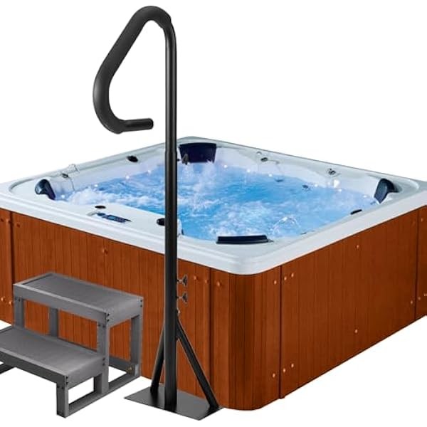 Hot Tub Handrail,Adjustable 48"-63" Height SPA Handrail,360 Rotatable Hot Tub