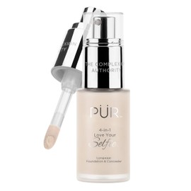PÜR Beauty 4-in-1 Love Your Selfie Longwear Foundation & Concealer, Full Coverage Liquid Foundation, Hydrating Formula, Cruelty Free, LN4