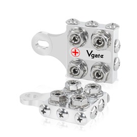 Vgate Car Battery Terminal Connectors, 12-Way Battery Terminal Clamps, 8AWG up to 4/0(XL) AWG Gauge for Lithium or AGM Lead Acid Battery, Positive and Negative (+/-)(1 Pair) M6 or 1/4”-20
