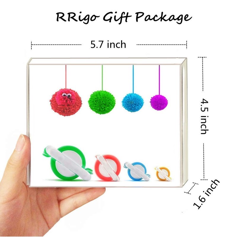 RRigo Pom Pom Maker, 4 Sizes Fluff Ball Weaver Needle