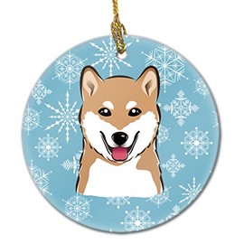 Caroline's Treasures BB1659CO1 Snowflake Shiba Inu Ceramic Ornament, 3 in, Multicolor