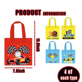 BANBALLON 20 PCS Racing Car Party Favor Bags Race Non-Woven Gift Bags Treat Gift Bags for Kids Birthday Party Car Theme Party Baby Shower Racer Goodie Bags Supplies (Style 1)