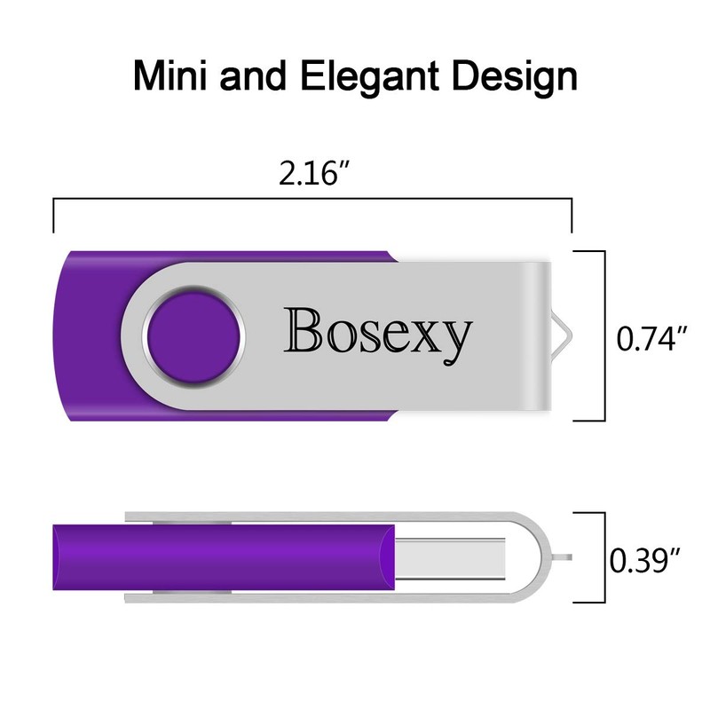 USB Flash Drive 2GB 5PCS, Bosexy Thumb Drive Swivel USB