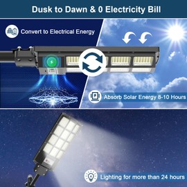 WaitScher Solar Flood Lights Outdoor 3000W Waterproof Street Light Dusk to Dawn Motion Sensor Light