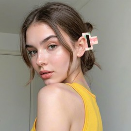 3pcs Square Jackfruit Print Hair Clips, Hapdoo Yellow Fruit Hair Clips Jackfruit Hair Accessories, Fun Hair Decorative Claw Clip for Women Girls