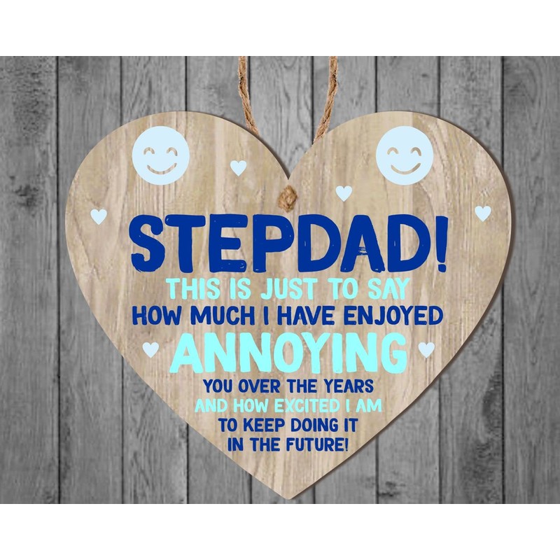 Pixie's Gifts Stepdad Wooden Heart Plaque - Sentimental Gift for