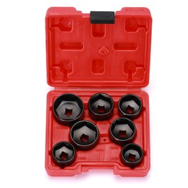 MIXPOWER 7 Pieces 3/8" Drive Low Profile Oil Filter Socket Set, 24mm, 25mm, 27mm, 28mm, 29mm, 32mm, 36mm, Oil Filter Cap Remover and Installer Tool Set