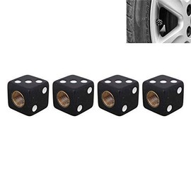 Dice Valve Cap for Car Motorcycle Cars & Trucks 4 Piece Black
